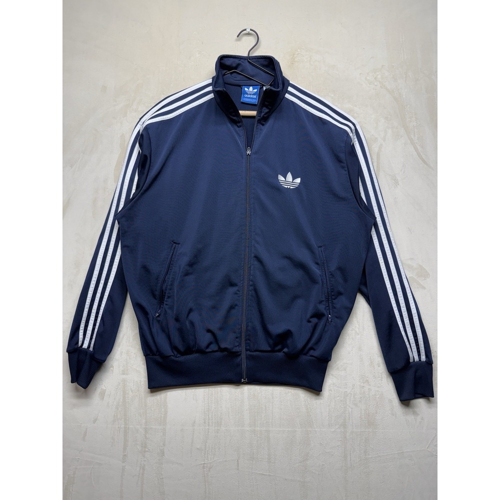 Vintage Adidas Originals Firebird Track Jacket Mens L Navy Blue White Trefoil OG